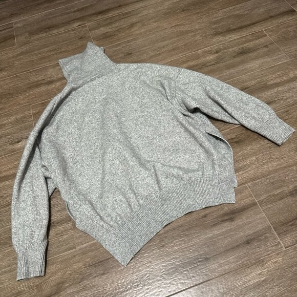 H&M oversized grey sweater turtleneck voluminous sleeves HM knit top m - Picture 9 of 11